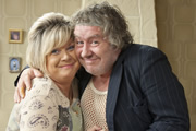 Rab C. Nesbitt. Image shows from L to R: Mary Nesbitt (Elaine C. Smith), Rab C. Nesbitt (Gregor Fisher). Copyright: The Comedy Unit