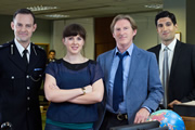 Walter. Image shows from L to R: CS Charles Addison (Harry Hadden-Paton), DC Anne Hopkins (Alexandra Roach), DI Walter Gambon (Adrian Dunbar), DS Mark Minorsky (Kayvan Novak). Copyright: ITV Studios