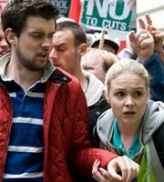 Fresh Meat. Image shows from L to R: JP (Jack Whitehall), Josie (Kimberley Nixon). Copyright: Objective Productions / Lime Pictures