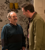 Not Going Out. Image shows from L to R: Frank (Bobby Ball), Lee (Lee Mack). Copyright: Avalon Television / Arlo Productions