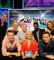 Play To The Whistle. Image shows from L to R: Peter Crouch, Bradley Walsh, Jimmy Bullard, Rob Beckett, Holly Willoughby, Romesh Ranganathan, Frank Lampard, Seann Walsh. Copyright: Hungry Bear Media