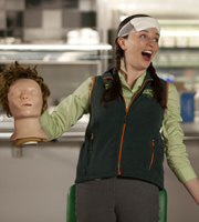 Trollied. Charlie (Aisling Bea). Copyright: Roughcut Television