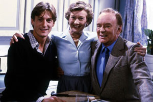 Don't Wait Up. Image shows from L to R: Tom Latimer (Nigel Havers), Angela Latimer (Dinah Sheridan), Toby Latimer (Tony Britton). Copyright: BBC