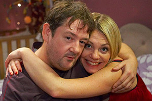 Ideal. Image shows from L to R: Moz (Johnny Vegas), Nicki (Nicola Reynolds). Copyright: Baby Cow Productions