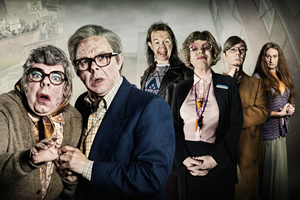 The League Of Gentlemen. Image shows from L to R: Tubbs (Steve Pemberton), Edward (Reece Shearsmith), Mickey (Mark Gatiss), Pauline (Steve Pemberton), Ross (Reece Shearsmith), Auntie Val (Mark Gatiss). Copyright: BBC