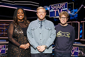 Rob Beckett's Smart TV. Image shows left to right: Alison Hammond, Rob Beckett, Josh Widdicombe