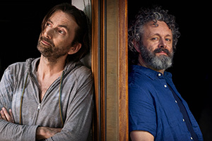 Staged. Image shows from L to R: David (David Tennant), Michael (Michael Sheen). Copyright: BBC / Simon Ridgeway