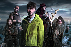 Zapped. Image shows from L to R: Steg (Kenneth Collard), Herman (Louis Emerick), Brian (James Buckley), Barbara (Sharon Rooney), Howell (Paul Kaye)