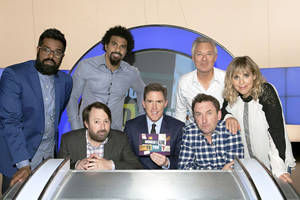 Would I Lie To You?. Image shows from L to R: Romesh Ranganathan, David Mitchell, David Haye, Rob Brydon, Lee Mack, Martin Kemp, Mel Giedroyc. Copyright: Zeppotron