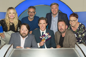 Would I Lie To You?. Image shows from L to R: Kimberly Wyatt, David Mitchell, David Baddiel, Rob Brydon, Ed Balls, Lee Mack, Jo Brand. Copyright: Zeppotron