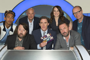 Would I Lie To You?. Image shows from L to R: Jordan Stephens, David Mitchell, Claude Littner, Rob Brydon, Cariad Lloyd, Lee Mack, Adrian Edmondson. Copyright: Zeppotron