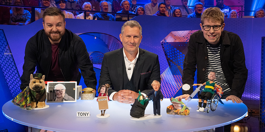 The Last Leg. Image shows from L to R: Alex Brooker, Adam Hills, Josh Widdicombe