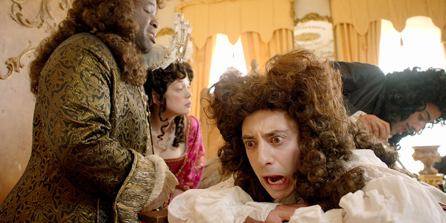 Horrible Histories. Image shows from L to R: Samson Kayo, Ryan Sampson, Jalaal Hartley. Copyright: Lion Television