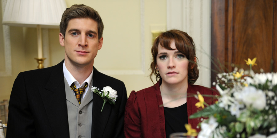 Siblings. Image shows from L to R: Dan (Tom Stourton), Hannah (Charlotte Ritchie). Copyright: Bwark Productions