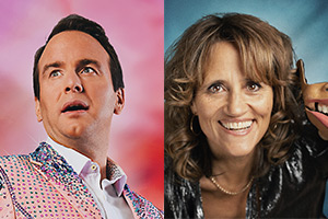 Image shows left to right: Matt Forde, Nina Conti