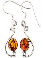 Amber Earrings in Sterling Silver