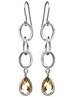 Faceted Citrine Drop Earrings Sterling Silver