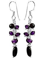 Black Onyx and Amethyst Shower Earrings