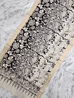 Kalamkari Bangalore Silk Black-White Dupatta with Krishna Leela Painted