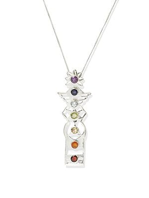 Faceted Gemstone Kundalini Chakras Pendant (Amethyst, Iolite, Peridot, Garnet, Citrine, BT and Carnelian)