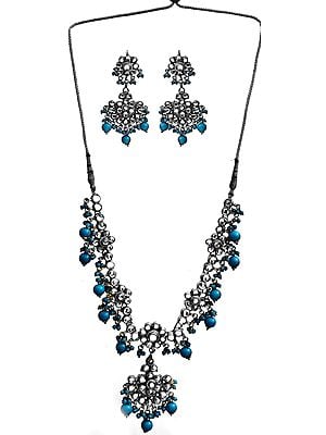 Faux Turquoise Kundan Necklace with Earrings Set