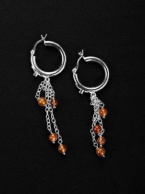 Carnelian Hoop Chandeliers | Sterling Silver Earrings