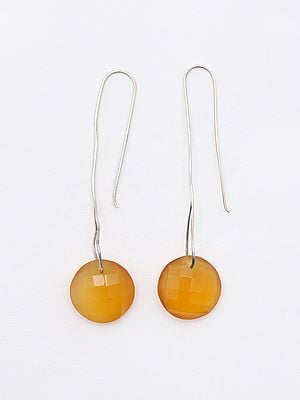 Hook Earrings with Faceted Round Carnelian