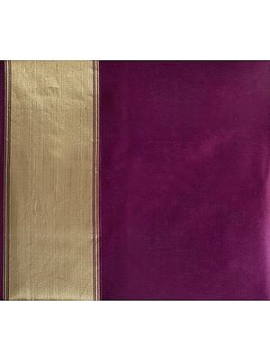 Gloxinia-Purple Plain Organza Fabric with Golden Zari Borders