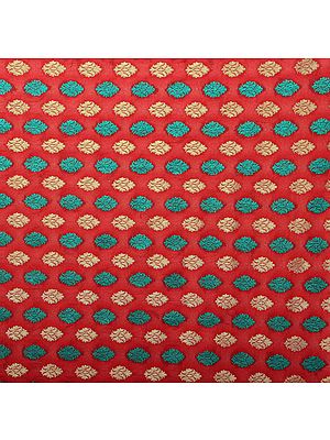 Mars-Red Fabric from Banaras with Woven Bootis All-Over