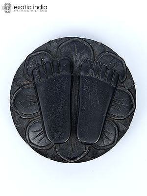 2" Small Charan Paduka in Black Stone