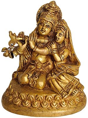 3" Radha Krishna Small Statue in Brass | Handmade | Made in India