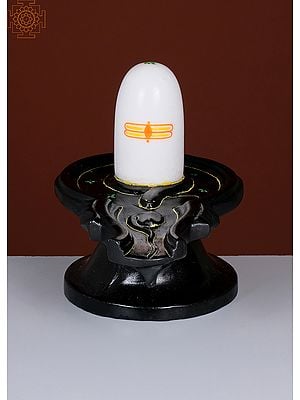 10" Black and White Marble Shiva Linga | Handmade | Lingam | Pooja Shivling Mahashiva Ratri Puja Decor