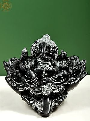 10" Bhagwan Ganesha Stone Statues from Mahabalipuram