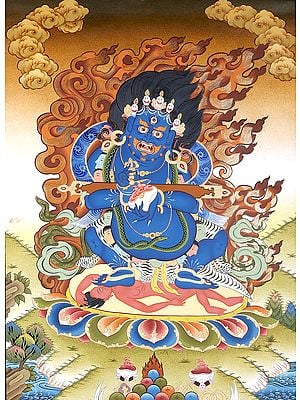 Dandapani Two Armed Pangarnatha Mahakala - Tibetan Thangka Painting