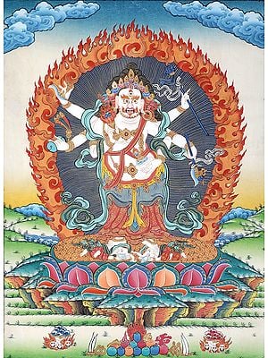 Tibetan Buddhist Six Armed White Mahakala