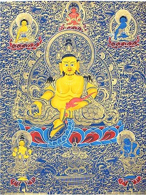 Kubera -The Tibetan Buddhist God of Wealth (Thangka Without Brocade)