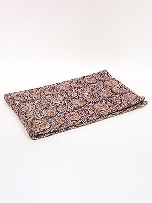 Rock-Grey Pure Cotton Kalamkari Block Printed Fabric