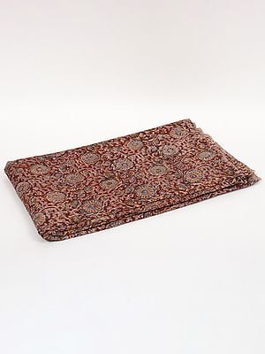 Rusty-Red Pure Cotton Kalamkari Block Printed Fabric