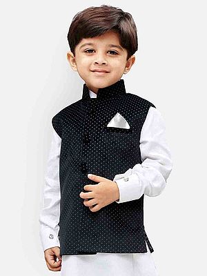 Velvet Dotted Swiss Pattern Digital Print Modi Jacket