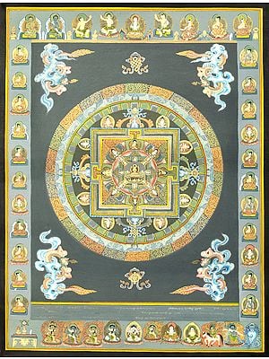 The Buddha Mandala -Tibetan Buddhist Brocadeless Thangka