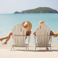 two women on vacation at the beach