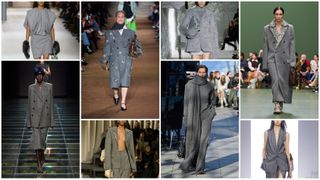 The fall 2024 gray color trend at Louis Vuitton, Prada, Miu Miu, Schiaparelli, Marni, Stella McCartney, Loewe, Brandon Maxwell