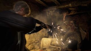 Resident Evil 4 remake guide leon shoots villager