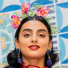 girl in a flower crown for the met gala