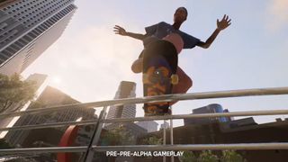 Skate 4: A man performing a trick on his skate board. 