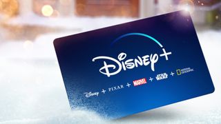 A Disney Plus gift card in the snow