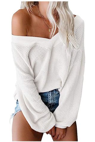 ReachMe Womens Oversized Off The Shoulder Sweater