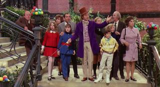 A still of the cast of 'Willy Wonka & the Chocolate Factory'