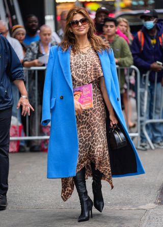 Eva Mendes attending a morning talk show in the leopard print trend