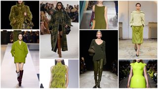 The fall 2024 green color trend at Burberry, Gucci, Chloé, Jason Wu, Fendi, Ferragamo, Carven, and Alexander McQueen